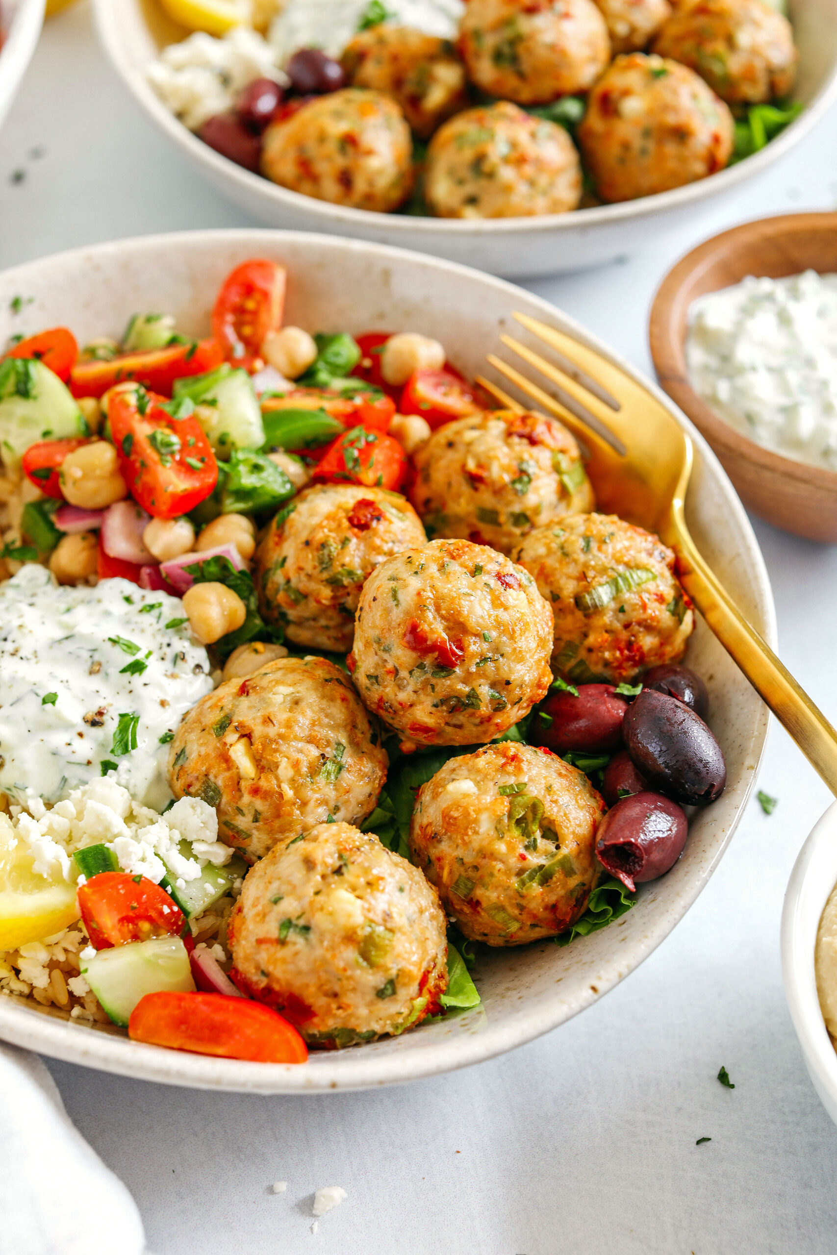 Mediterranean Chicken Meatballs - Eat Yourself Skinny